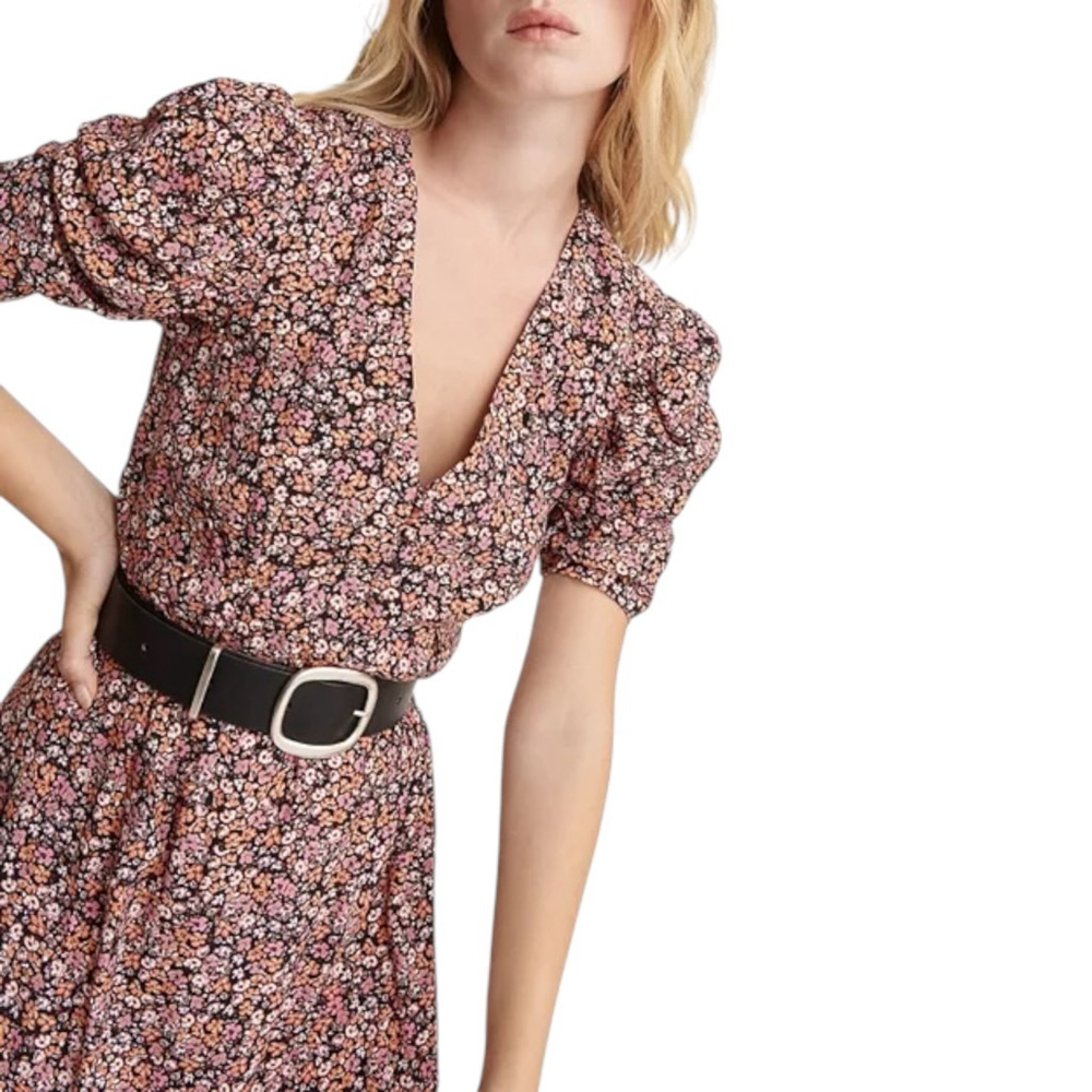 THE KOOPLES Puff Sleeve Cottagecore Floral Print Mini Dress Pink Size 1 (US 4) - Picture 9 of 9